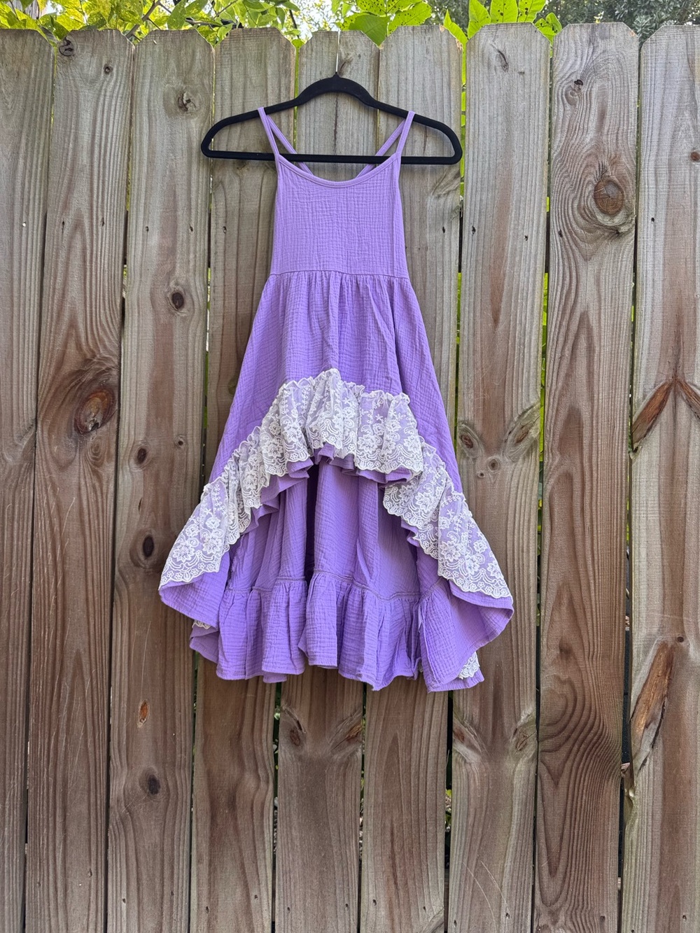 Girls Boho Fairycore vintage lace purple high low maxi dress 3T